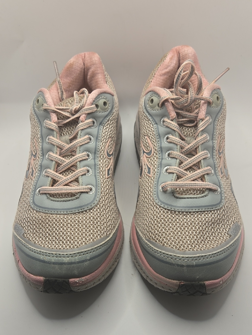 Gdefy Gravity Defyer Shoes Womens 9.5 Gray Pink Lace Up Orthotic Sneakers Walker